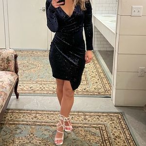 sparkly bodycon dress with overlap detail